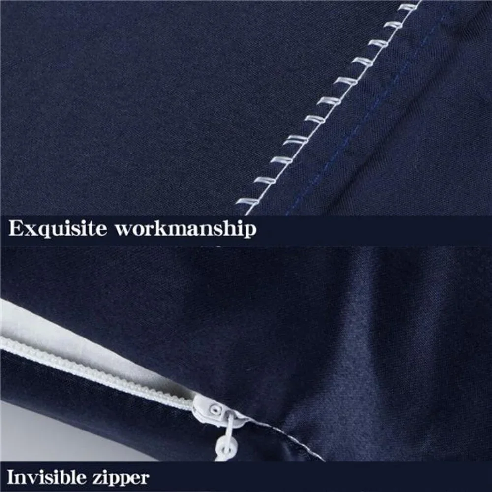 👉 Satin Pillow Cases for Hair and Skin, Luxury Hidden Zipper Standard Navy Blue
